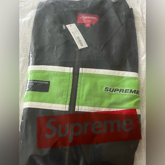 Supreme S/S ZIP UP WORK SHIRT LRG NWT never worn! BLK/LIME GREEN - Picture 4 of 4